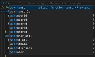 When typing 'tf.' VS Code now provides auto-completion.