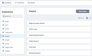 Netlify CMS showing defined playlists